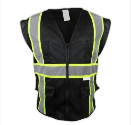 Black vest with hanging pockets, Black vest with hanging pockets