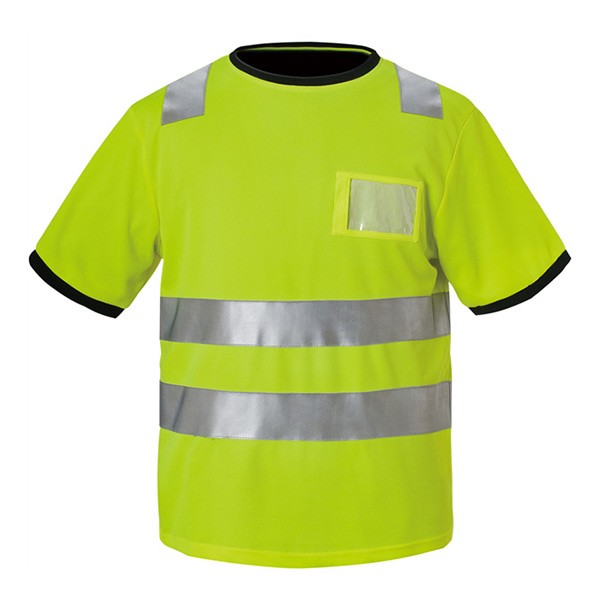 Yellow attention t-shirt, flexible reflectors